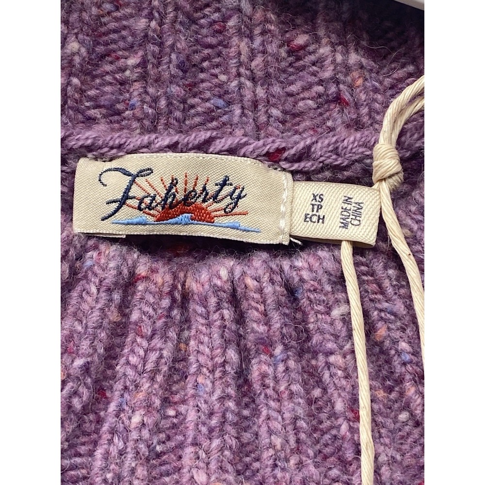 Faherty Women's Boone Merino Wool‎ & Alpaca Blend Sweater Purple Puff Sleeve XS - Picture 5 of 6